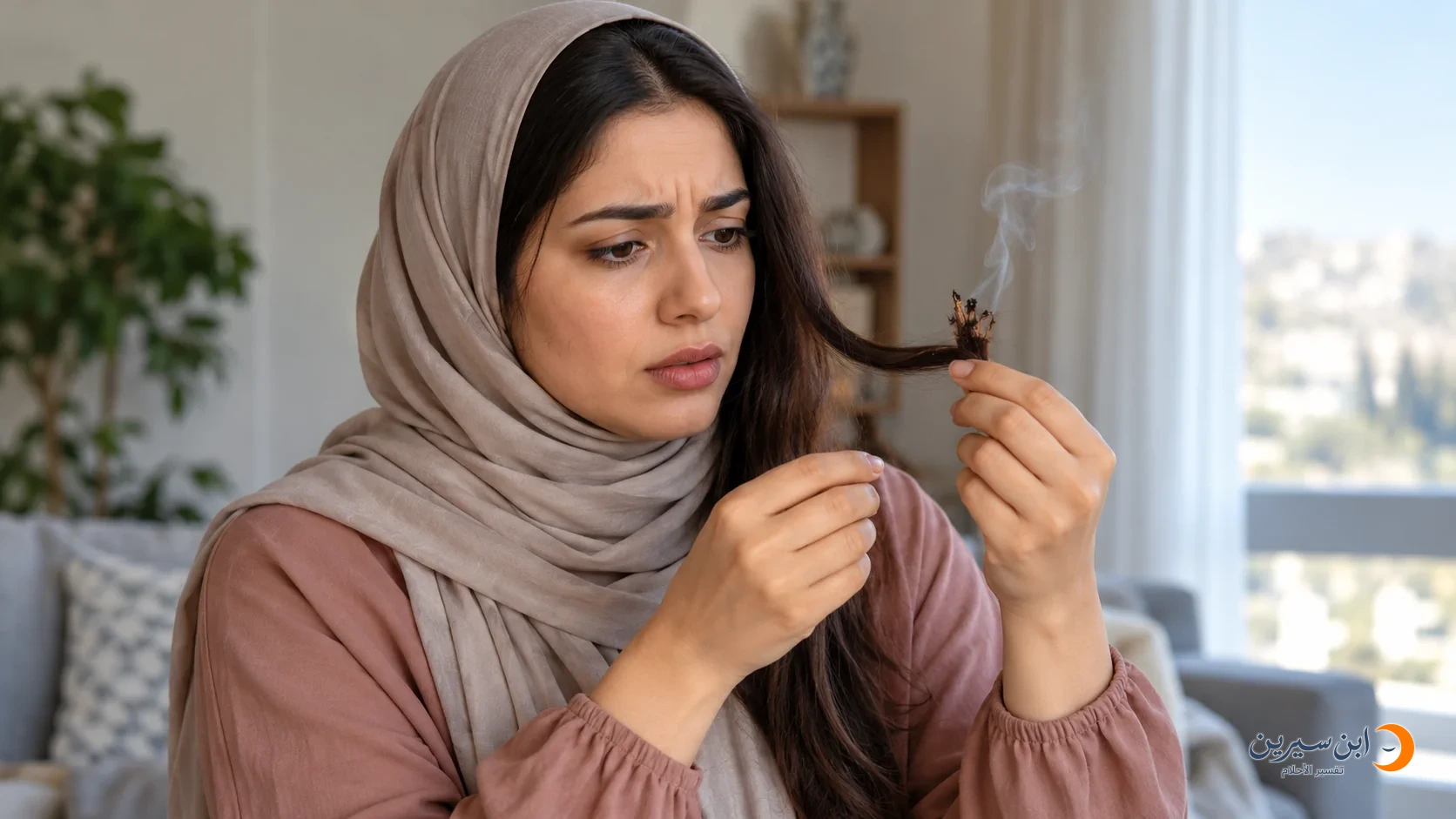 تأمل خصلة شعر احترق طرفها