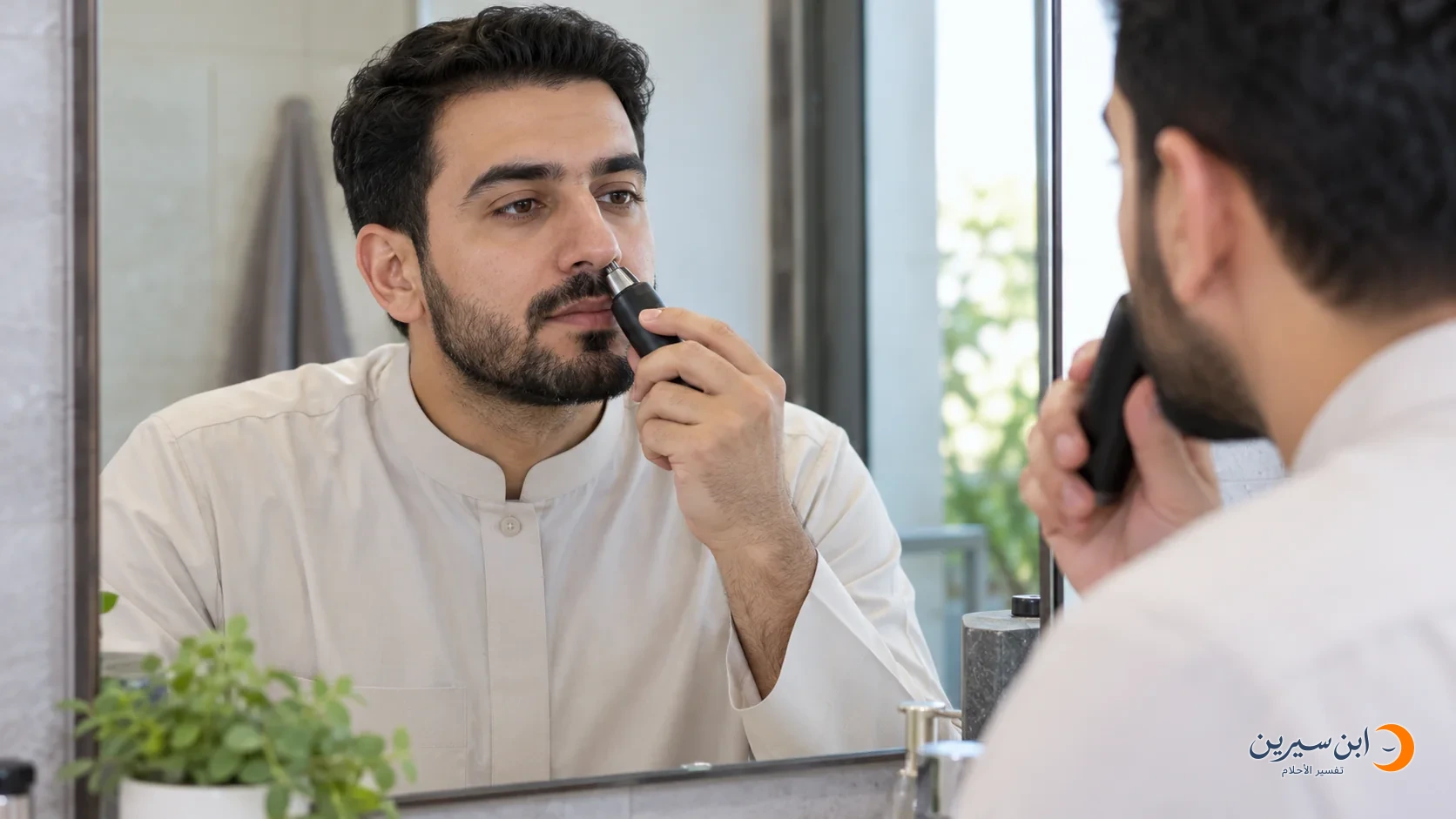 رجل يهذب شعر الأنف