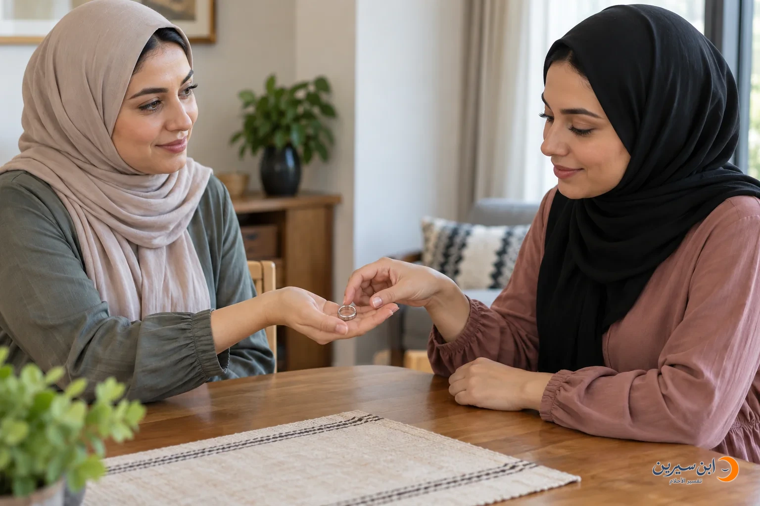 شخص يقدم خاتمًا هدية لشخص آخر