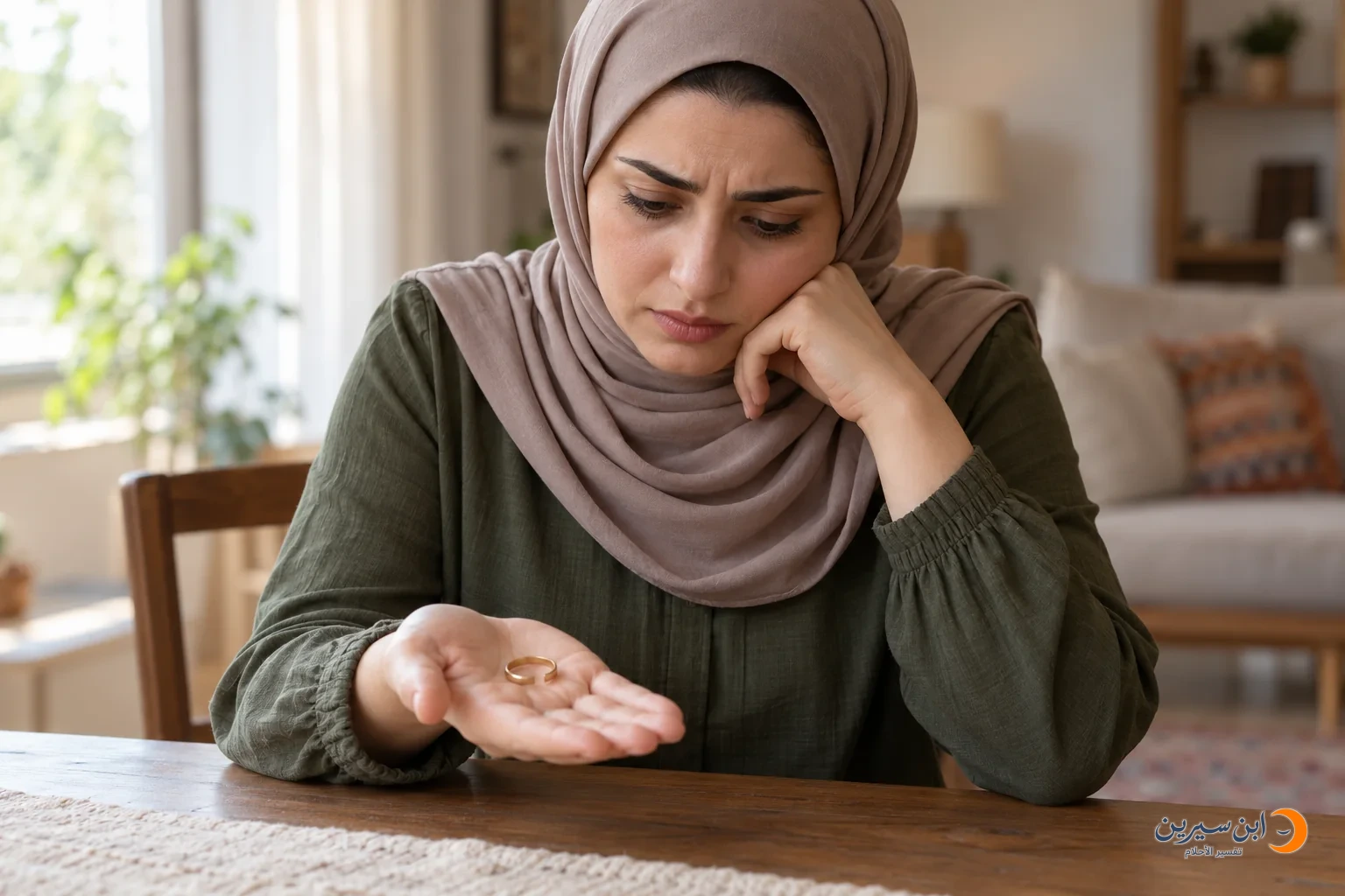امرأة تتفحص دبلة زواج مكسورة
