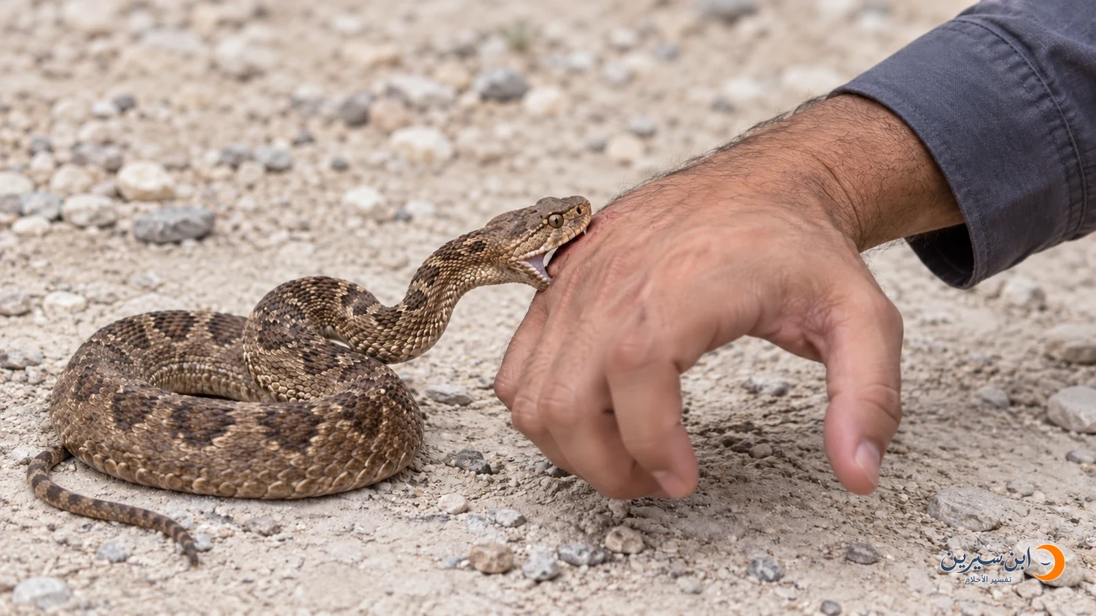 ثعبان يلدغ ظاهر يد رجل