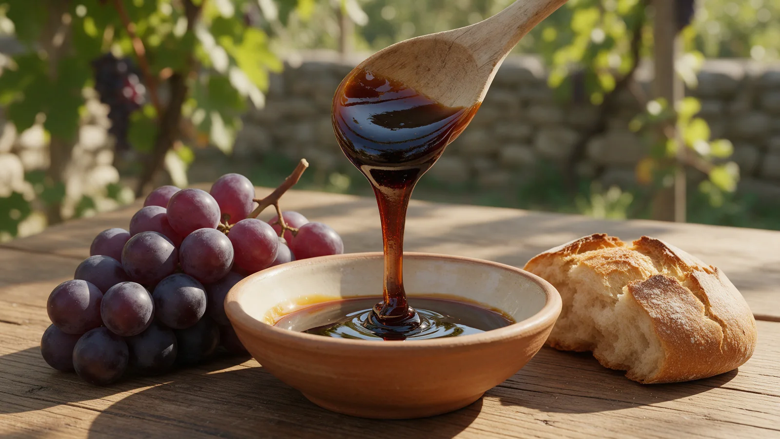 دبس العنب في وعاء مع الخبز