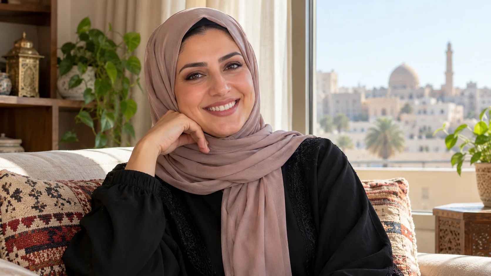 امرأة تبتسم وتظهر أسنانها البيضاء الطبيعية